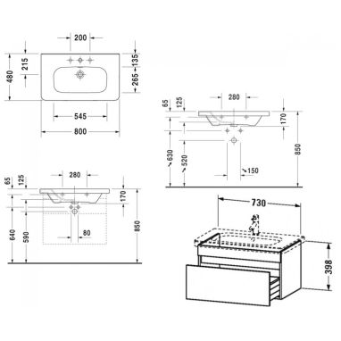 DURAVIT Тумба с умывальником подвесная DuraStyle (DS006102222)